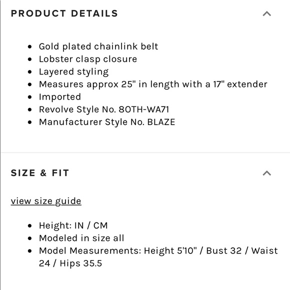 Revolve Gold chain belt - Picture 4 of 4